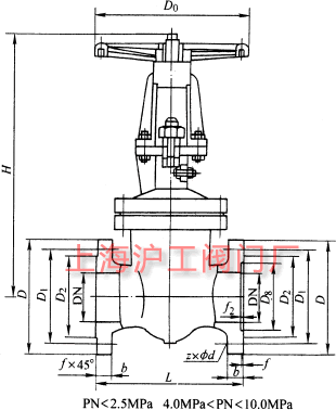 DKZ41H��DKZ41Y �� PN10~PN100 �������l�y��Ҫ���μ��Y(ji��)��(g��u)�ߴ�ʾ��D